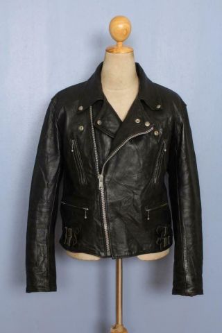 Vtg 1960s Highwayman British Leather Motorcycle Biker Jacket Medium/large
