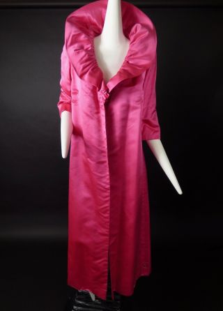 Oleg Cassini - 1960s Pink Satin Evening Coat,  Size - 8