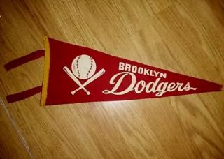 1940s Brooklyn Dodgers Vintage Felt Baseball Pennant - Rare Red Med Size.