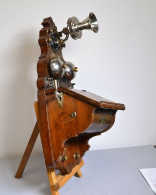 Rare Little Antique L.  M.  Ericsson Wooden Wall telephone 1905 2