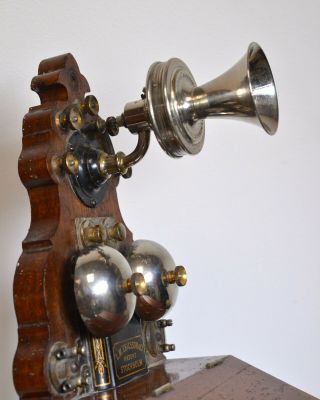Rare Little Antique L.  M.  Ericsson Wooden Wall telephone 1905 3