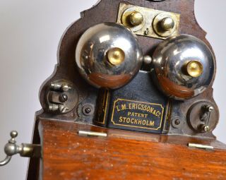 Rare Little Antique L.  M.  Ericsson Wooden Wall telephone 1905 5