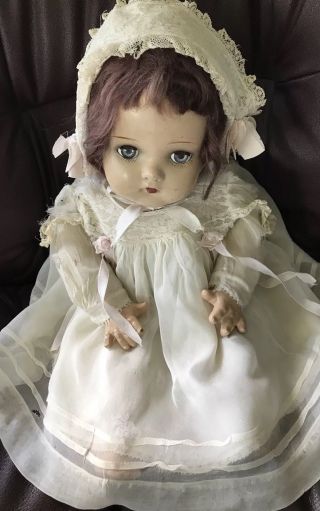 Vintage Madame Alexander Little Genius Composition Doll Character Baby 21” C5