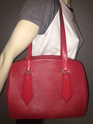 Vintage Louis Vuitton Epi Leather Voltaire Tote Bag LV Red Shoulder Bag 2