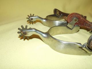 1950s VIntage ROY ROBINSON Stainless Steel Spurs W/ Straps Cowboy Western Horse 3