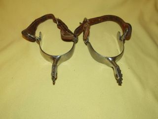 1950s VIntage ROY ROBINSON Stainless Steel Spurs W/ Straps Cowboy Western Horse 4