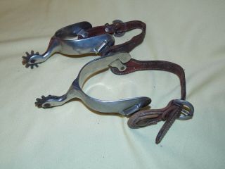 1950s VIntage ROY ROBINSON Stainless Steel Spurs W/ Straps Cowboy Western Horse 5