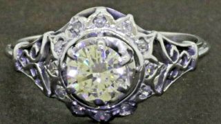 Antique 14k Wg.  82ct Vs Diamond Wedding/engagement Ring W/.  70ct Ctr.  Size 7.  5