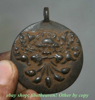 5.  5cm Old Tibetan Bronze Buddhism Beast Head 12 Zodiac Year Amulet Pendant