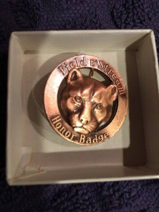 Rare Field And Stream Honor Badge Mountain Lion 1930’s - 50’s Big Game 4