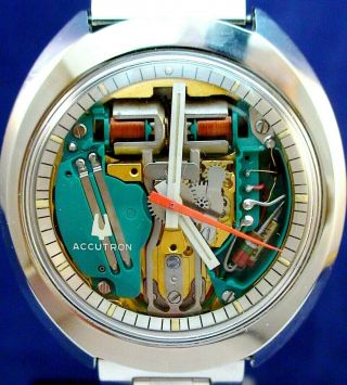 Bulova Accutron 214 Spaceview Chapter Ring Stainless Watch With Band 1974