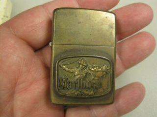 Vintage 1960 ' s Marlboro Zippo Brass Advertising Lighter Rare B0555 2
