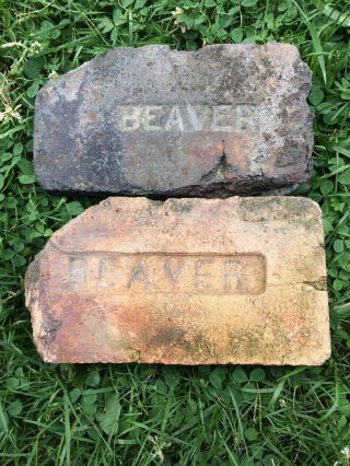 2 Rare Antique Bricks Labeled “beaver” Salvaged Vintage Pennsylvania Brick