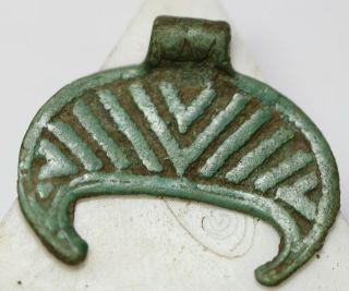 Ancient Viking Bronze Pendant Amulet Moon Great Save
