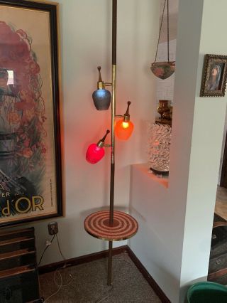 Vintage Tension Pole Floor Table Lamp Mid Century Modern Light Atomic 50s 60s