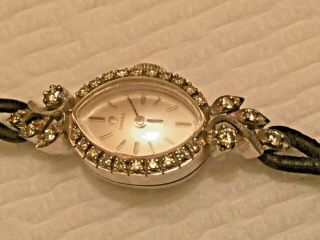 Vtg Omega Ladies 14k White Gold 28 Diamonds Watch Estate Find Looks 5