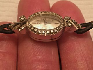 Vtg Omega Ladies 14k White Gold 28 Diamonds Watch Estate Find Looks 7