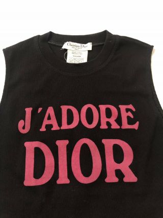Rare Vtg Christian Dior by John Galliano Black Pink J ' adore Tank Top S 2