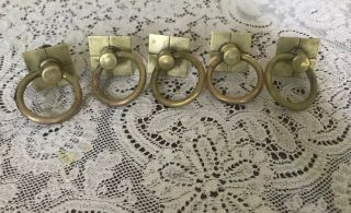 5 Antique Brass Drawer Pulls Early 1900’s Reclaimed Hardware