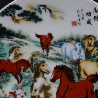 Chinese Famille Rose Porcelain Hand - painting Horse w Qing Qianlong Mark 3