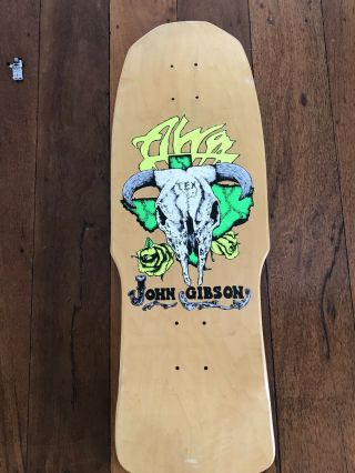 Vintage Og Skateboard Alvanos 1987 John Gibson “tex” Cowskull