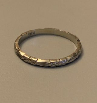 Vintage 18k White Gold Wedding Band Ring Size 6 1/4