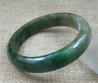 55.  7mm Certified Grade A 100 Natural Green Jadeite Bracelet Jade Bangle