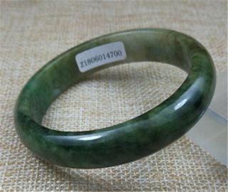 55.  7MM Certified Grade A 100 Natural Green Jadeite Bracelet Jade Bangle 2