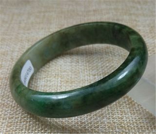 55.  7MM Certified Grade A 100 Natural Green Jadeite Bracelet Jade Bangle 3