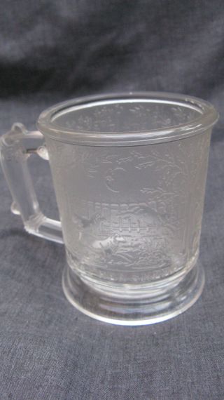 Antique Pressed Glass Crystallography Little Bo Peep Children ' s Glass Mug 3