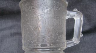 Antique Pressed Glass Crystallography Little Bo Peep Children ' s Glass Mug 4