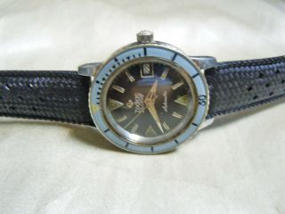 Vintage Zodiac Seawolf Diver Blue Gray Bakelite Bezel Hacking Automatic Watch