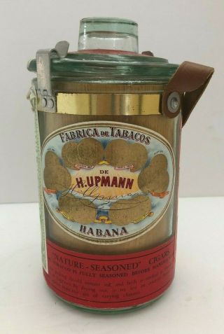 Vintage H.  Upmann Seasoned Cigar Tobacco Glass Jar Storage Humidor Rare