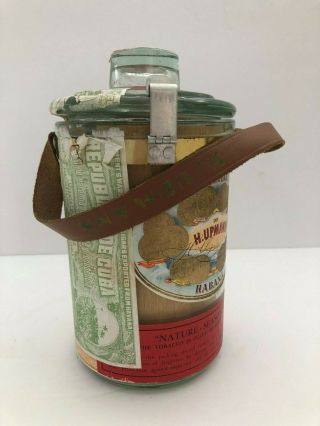 Vintage H.  Upmann Seasoned Cigar Tobacco Glass Jar Storage Humidor RARE 2