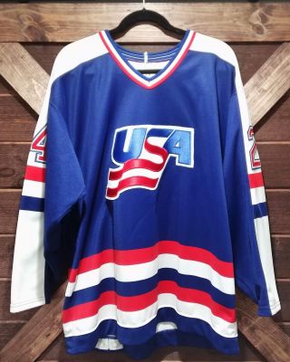 Vntg 1988 Maska Ultrafil Olympic Team Usa Mens Hockey Sample Jersey Sz 50 24