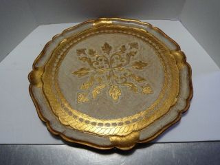 Vintage Gold Scalloped Round Florentine Tray 17 - 1/4 " Italy