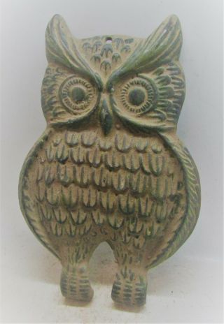 Very Rare Ancient Greek Bronze Mount Attica Owl Late Hellenistic