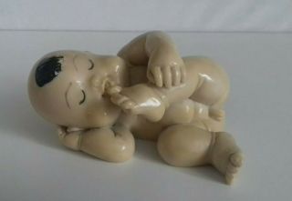 Vintage Chinese Naked Baby Sucking Toe Resin Figurine