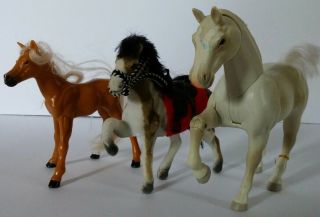 Set Of 3 Play Horse Figurine Toys Multicolor Pretend Play Figures