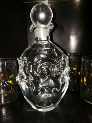 Stunning Hand Blown Glass Decanter - Antique Art Glass - One Of A Kind Perfect