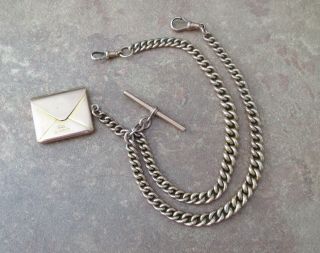Vintage 9 Ct Albert Pocket Watch Chain And Envelope Letter Fob 9kt Gold English