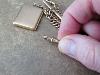 Vintage 9 CT Albert Pocket Watch Chain and Envelope Letter Fob 9KT Gold English 5