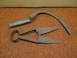 Vintage Yard Tools - Hand Scythe and Clippers 2