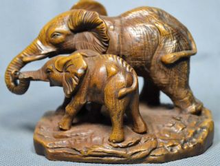 China Collectable Boxwood Carve Auspicious Elephant Decor Royal Handwork Statue
