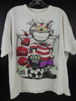 Vtg Andazia International Rare Alice Cheshire Cat Soccer Futbol T Tee Shirt Xl
