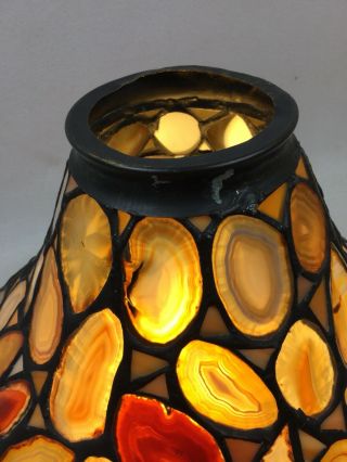 Rare Vintage Dale Tiffany Signed Agate Torchere Lamp Shade Floor Light Stone 2