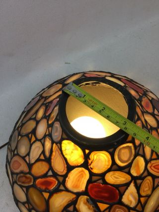 Rare Vintage Dale Tiffany Signed Agate Torchere Lamp Shade Floor Light Stone 3