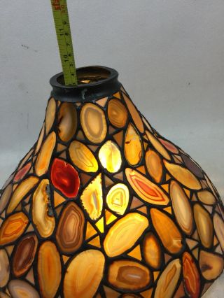 Rare Vintage Dale Tiffany Signed Agate Torchere Lamp Shade Floor Light Stone 4