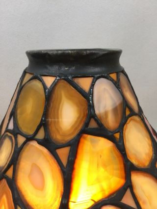 Rare Vintage Dale Tiffany Signed Agate Torchere Lamp Shade Floor Light Stone 7