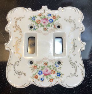 Vintage Porcelain Double Light Switch Cover/plate By Arnart - Japan